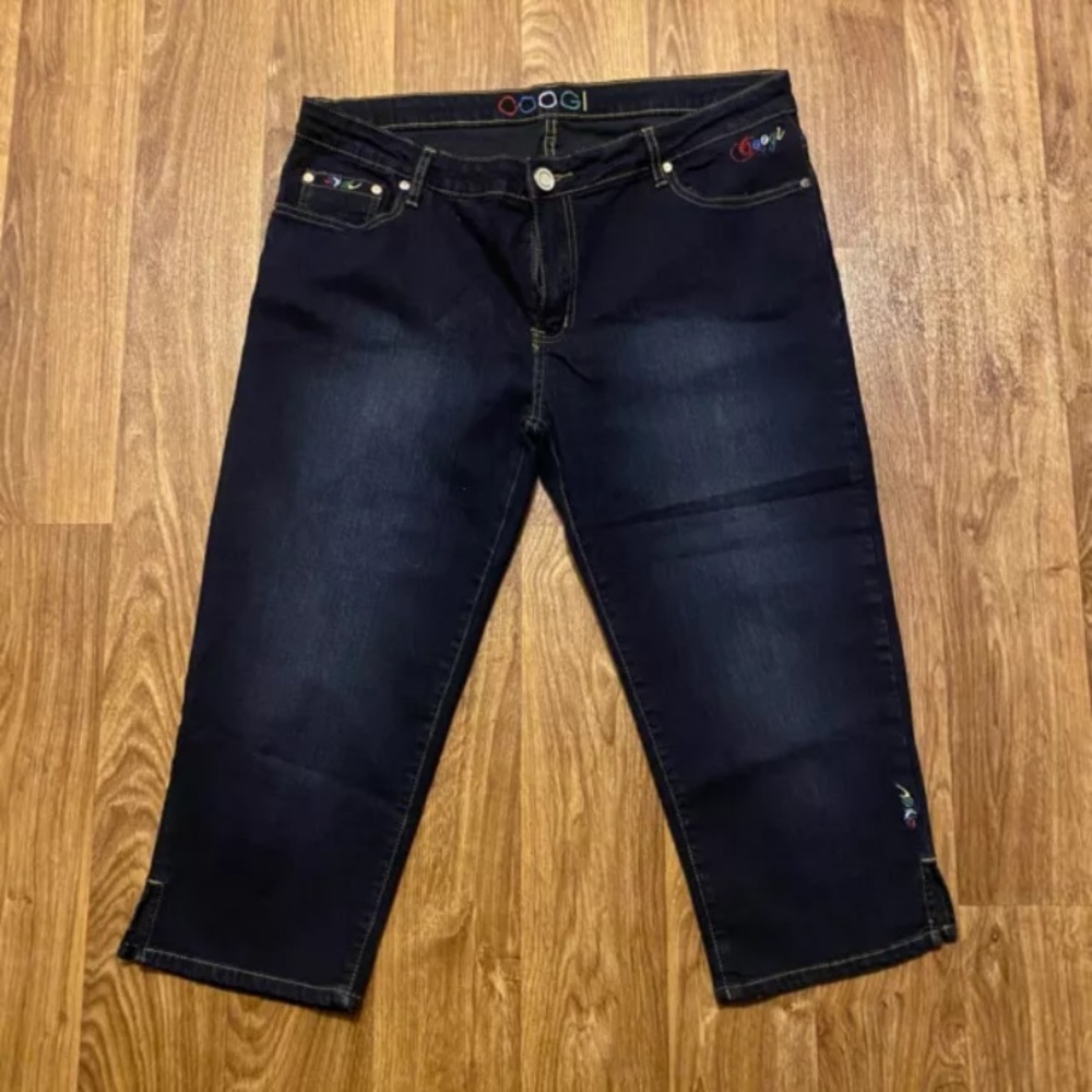Coogi Denim Jeans Capris Cropped Colorful Embroidered‎ Pockets Wmns Size 17/18